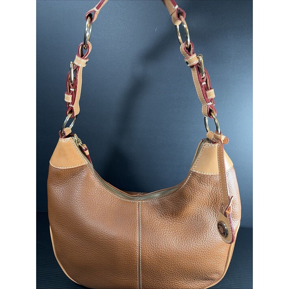 VTG Dooney & Bourke AWL Hobo Brown Pebbled Leather Shoulder Bag Purse - Picture 2 of 14